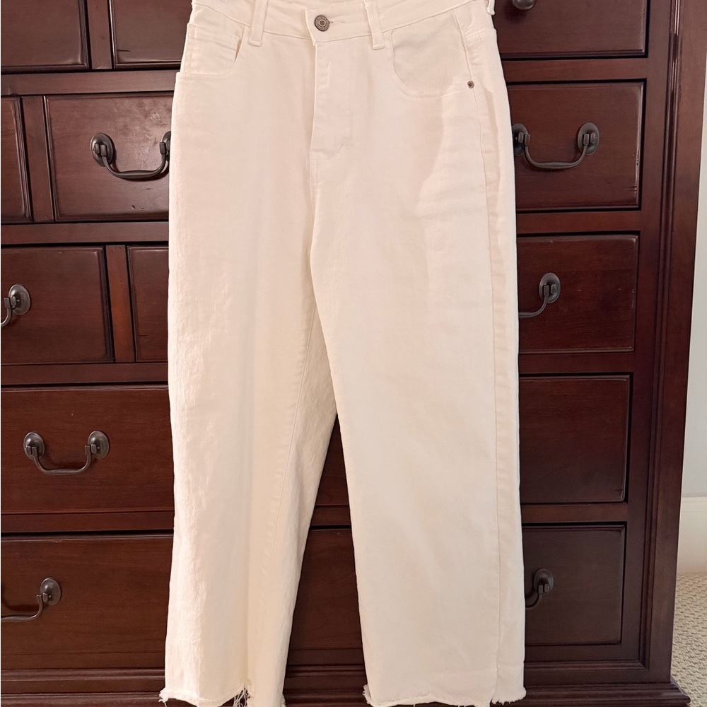 Women's White Crop Jeans